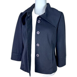 Sandro Black Cropped Button Up Cape Collar Jacket Size‎ S